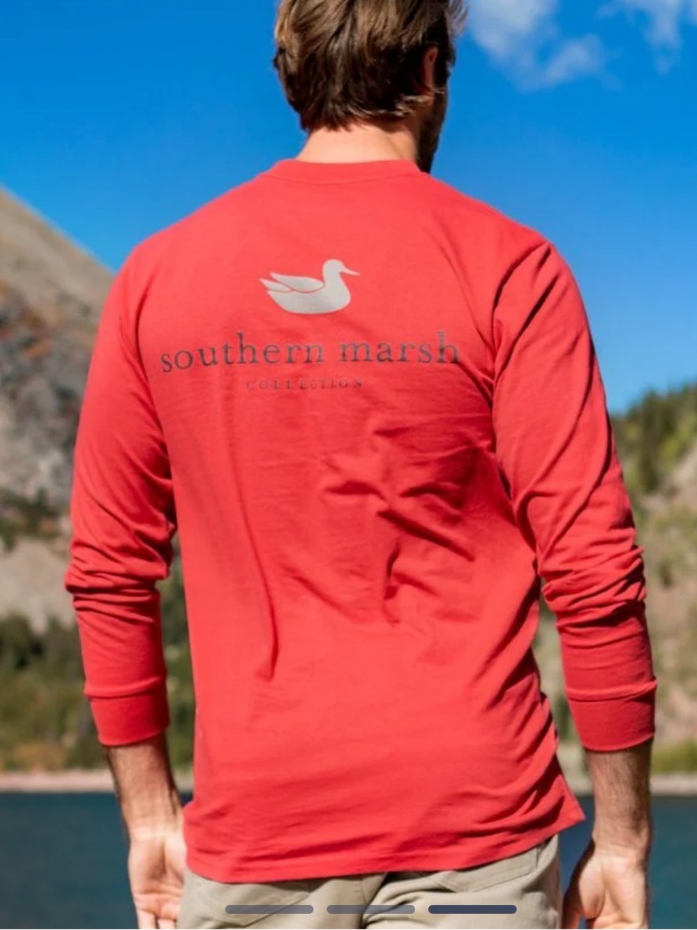 Southern Marsh Men's Long Sleeve Tee in Rust with Logo